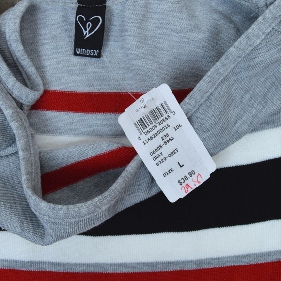 Windsor Stretchy Knit Striped Bodycon Dress, Size Large NEW - Picture 3 of 6